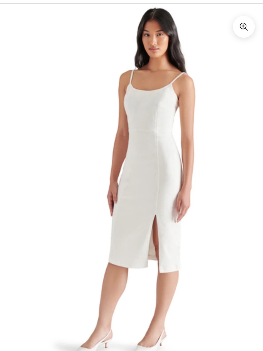 Steve Madden White Spaghetti-Strap Midi Dress with Front Slit